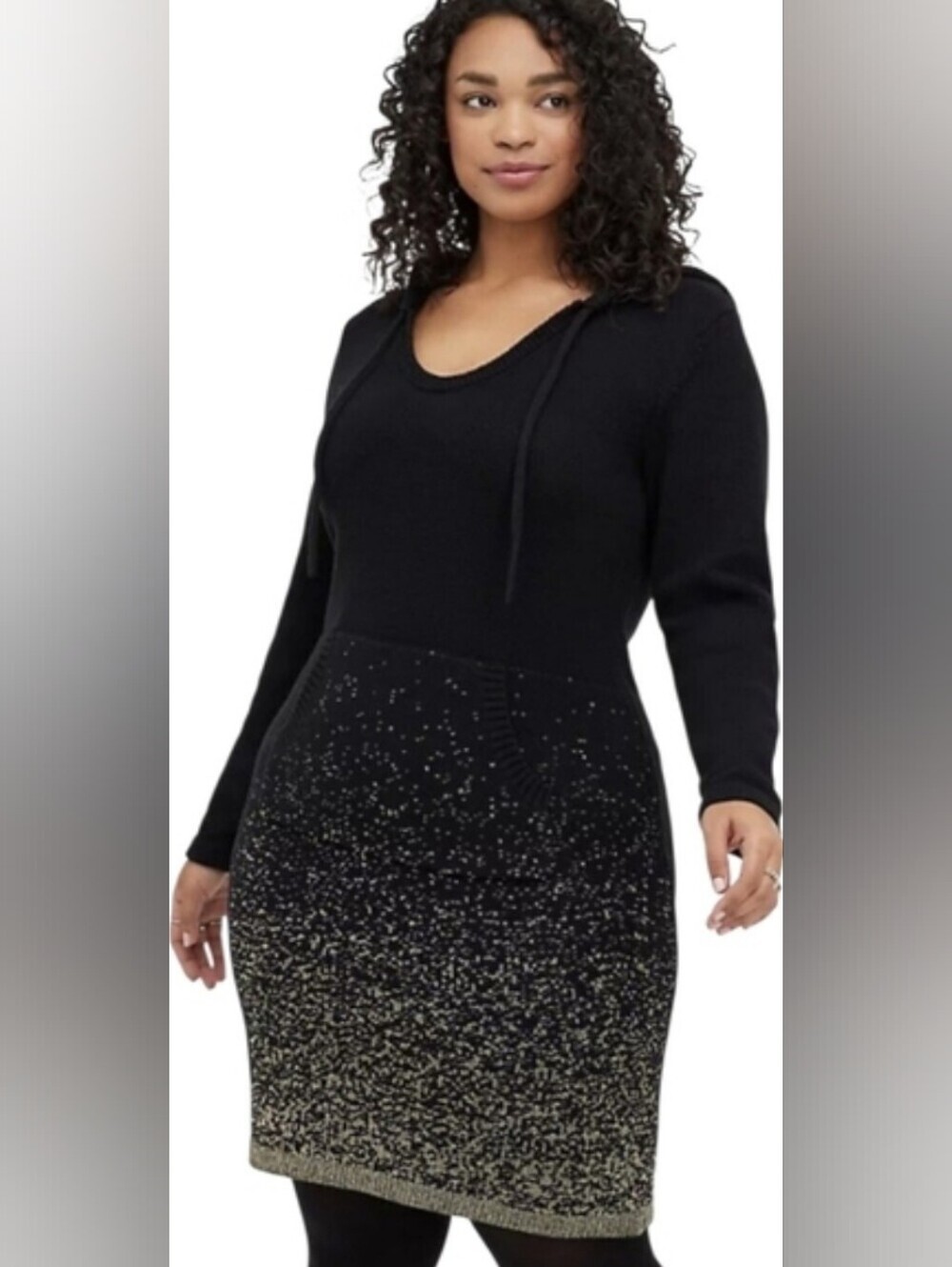 NWT Torrid Gold Black Ombre Hooded Sweater Dress Size 2 Fall Winter Cozy